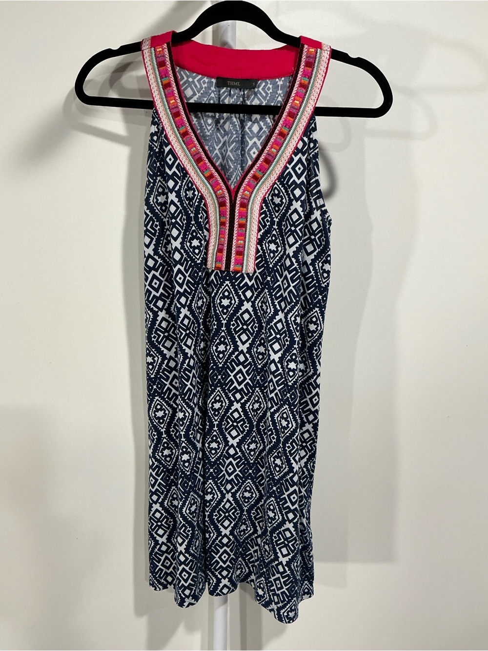 THML Navy and Hot Pink Printed Mini Dress